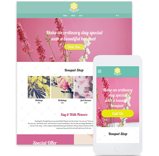 Exemplo de Template para loja online para Florista do Simply Shop