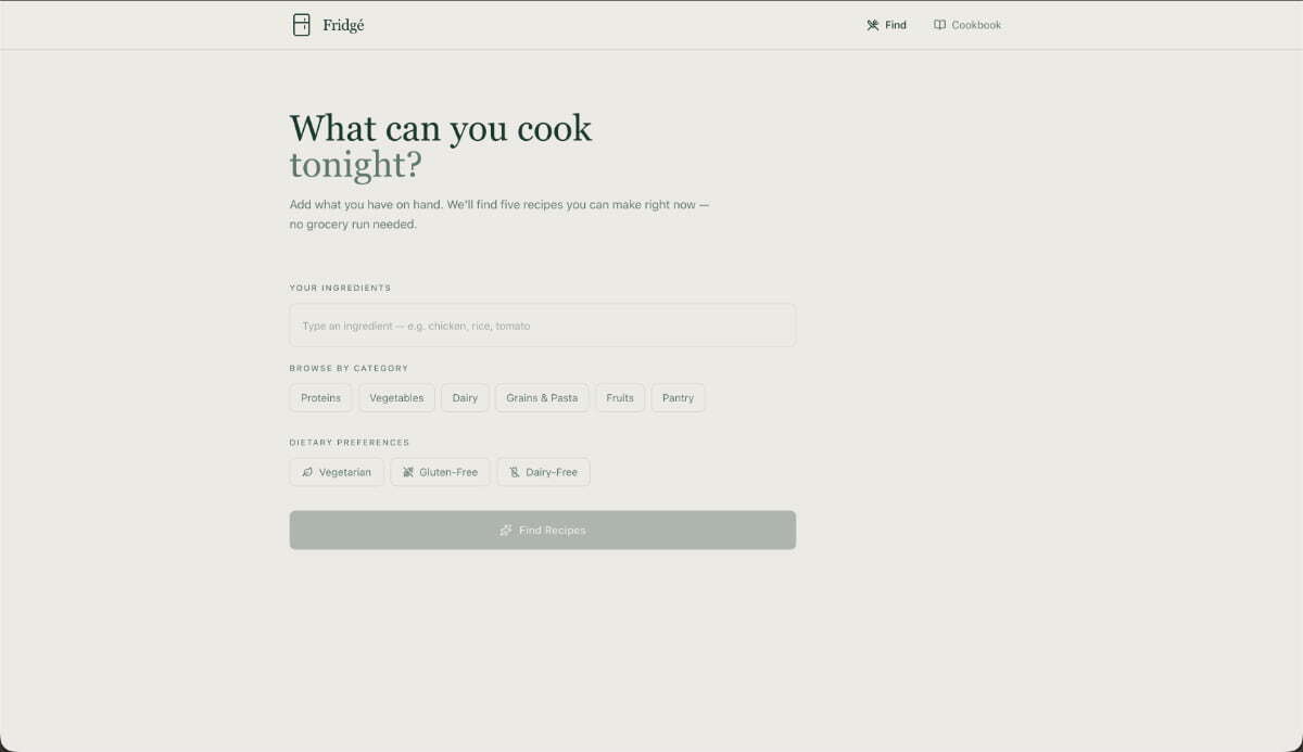 App para encontrar receitas criada com Macaly AI Builder